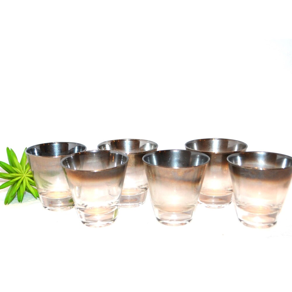 Vintage Mad Men Shot Glasses Silver Ombre 1960s